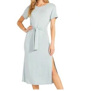 Steve Madden BB Dakota Soft Jersey Dress with Tie and Slit - Mint Green